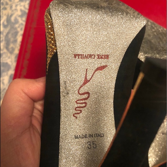 Rene Caovilla Suede Leather Crystal High Heels, 35 - Picture 8 of 11